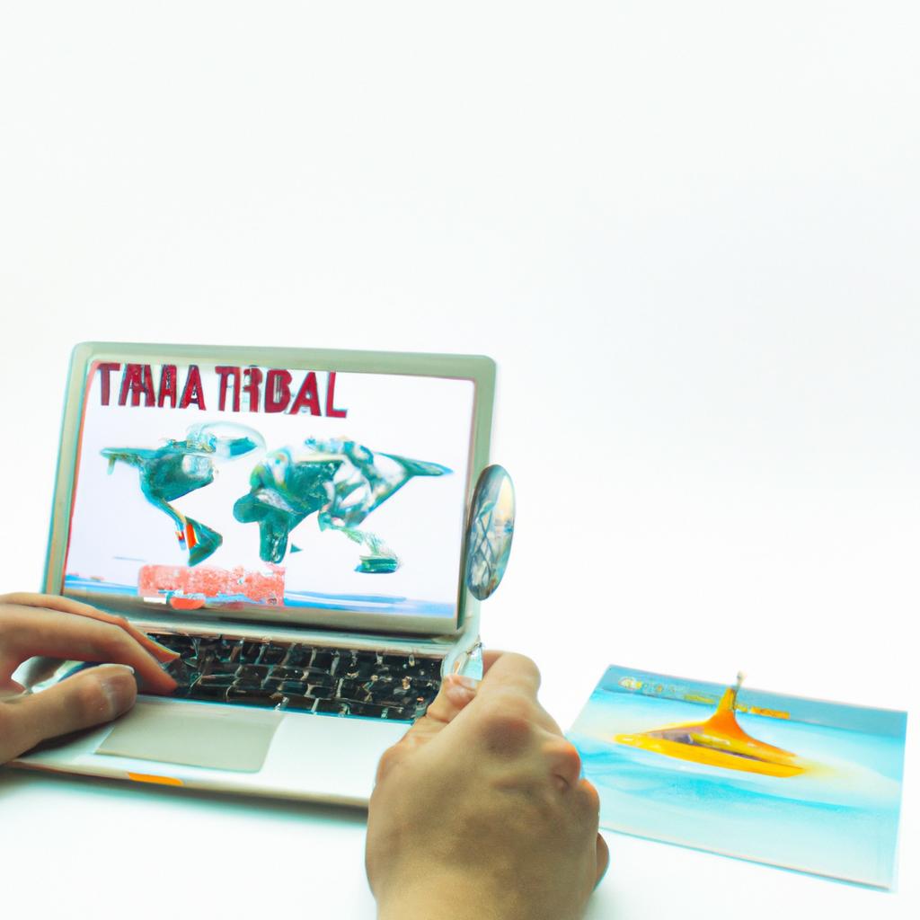Person researching travel destinations online