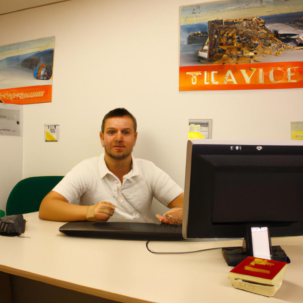 Person at travel agency desk